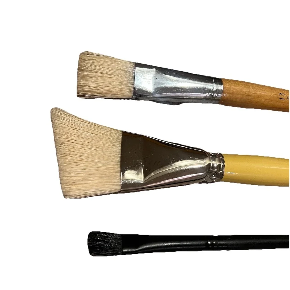 3 Vtg M Grumbacher Paintbrush 6361 Angular Sz 1.5‎ & 1274 Black Diamond Sz 6 New